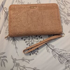 Roxy Tan Embossed Women's Clutch
